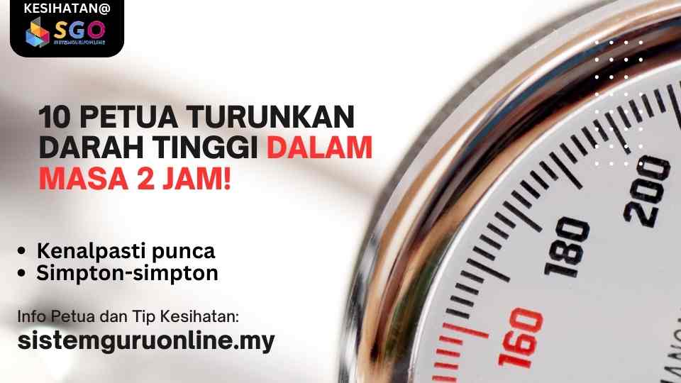 10 Petua Turunkan Darah Tinggi Dalam Masa 2Jam! 1 Petua Turunkan Darah tinggi