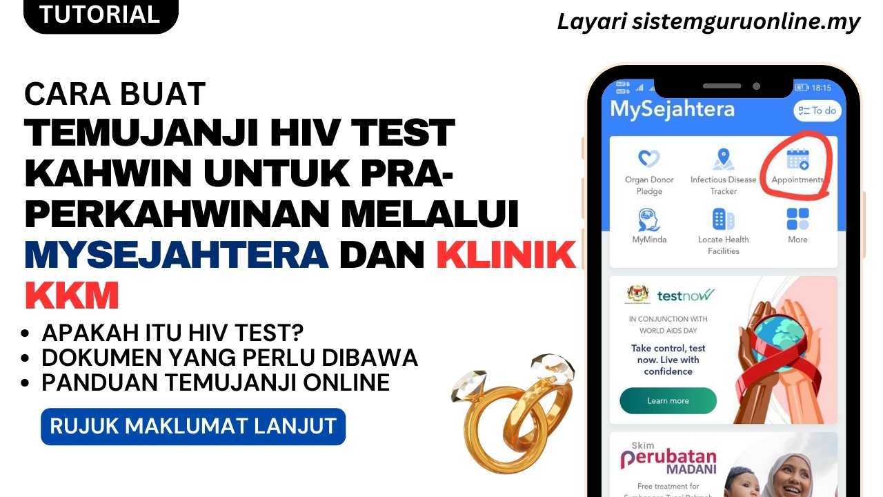 Cara Buat Temujanji HIV Test Kahwin Untuk PraPerkahwinan Melalui