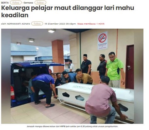 Kronologi Kes Langgar Lari SMK Jati 6 kes langgar lari smk jati