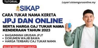 tukar nama kereta