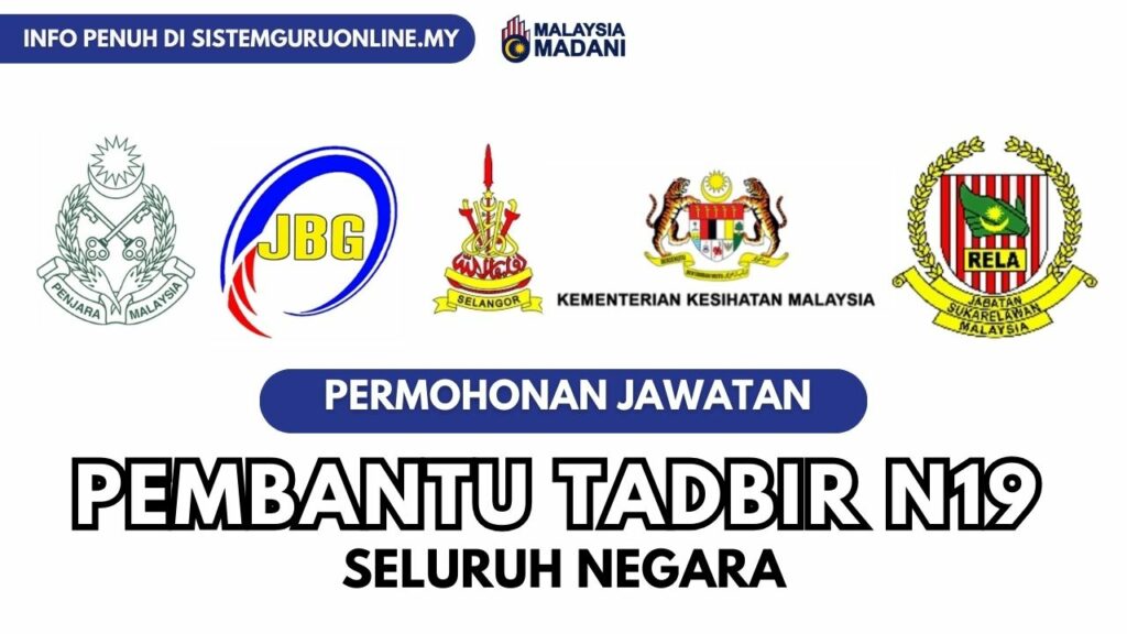 Pelbagai Kekosongan Jawatan Pembantu Tadbir N19 Januari 2024 Seluruh Malaysia 1 Pelbagai Kekosongan Jawatan Pembantu Tadbir N19 Januari 2024 Seluruh Malaysia