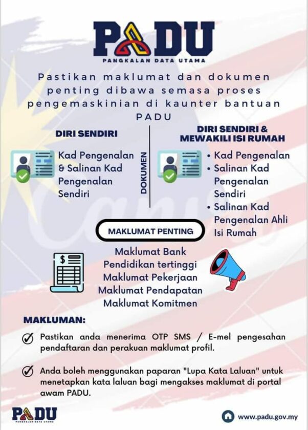 Cara Daftar PADU Dan Kemaskini Maklumat Sebelum 31 Mac 2024