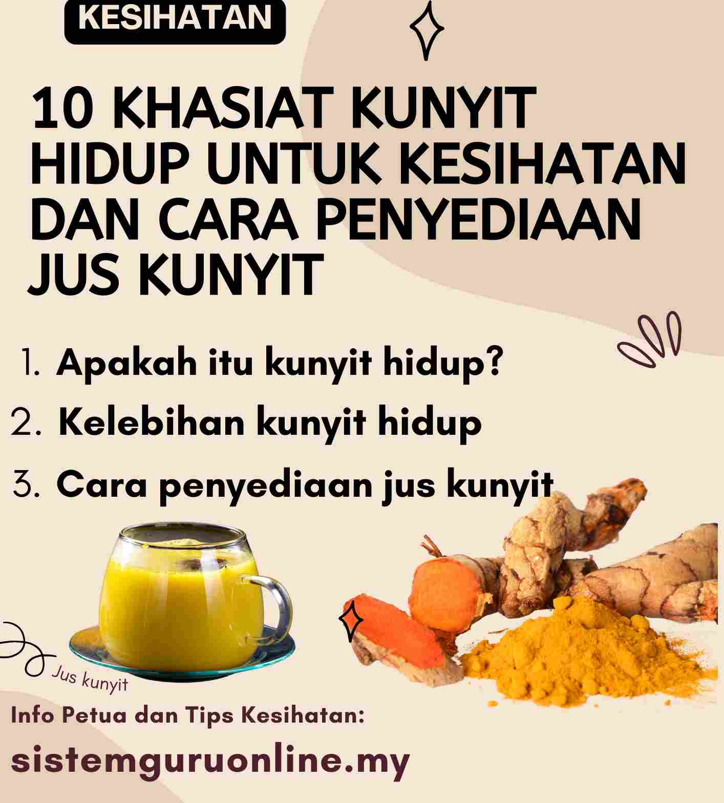 10 Khasiat Kunyit Hidup dan Cara Minum Air Kunyit yang Betul 1 newww