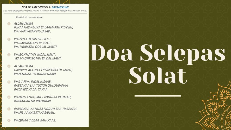 Doa Selepas Solat