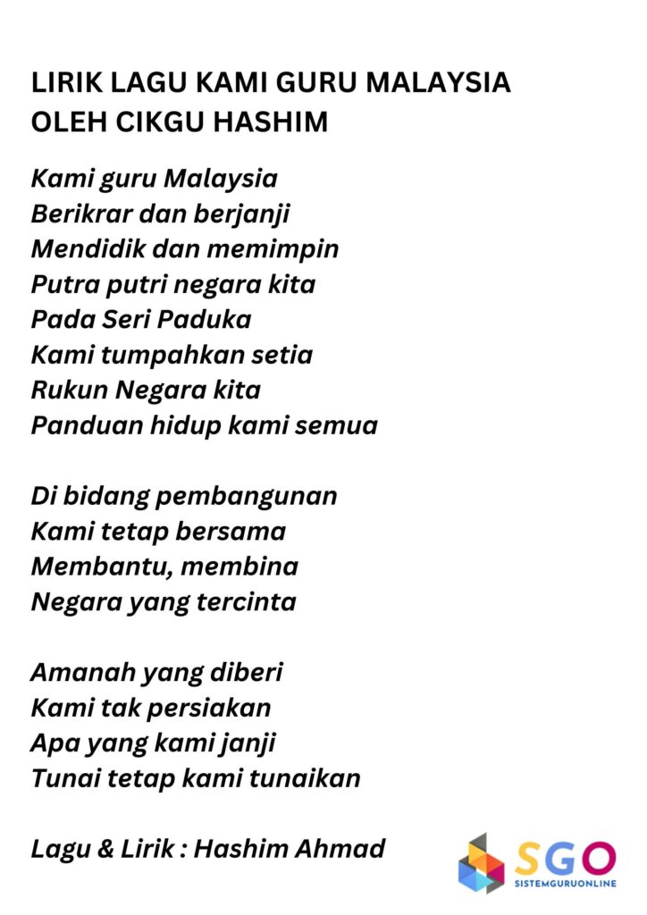Lirik Lagu Kami Guru Malaysia Oleh Cikgu Hashim