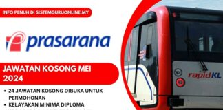 JAWATAN KOSONG PRASARANA MEI 2024