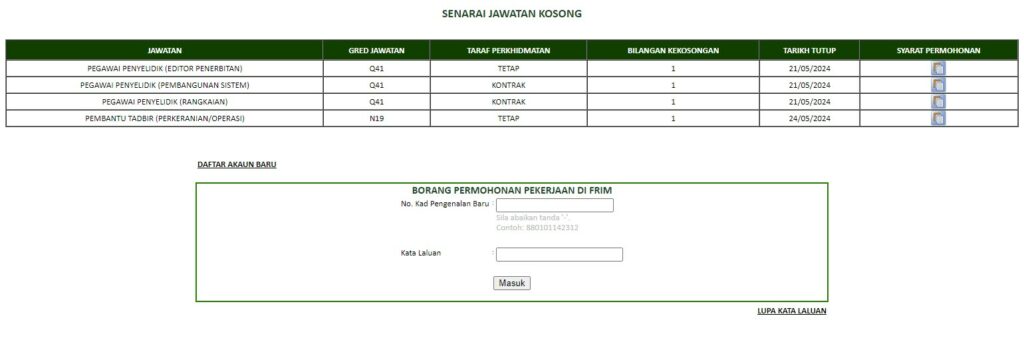 Jawatan Kosong FRIM Mei 2024