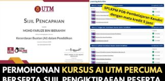 Permohonan Kursus AI UTM Percuma Berserta Sijil Pengiktirafan Peserta Permohonan Kursus AI UTM Percuma Berserta Sijil Pengiktirafan Peserta